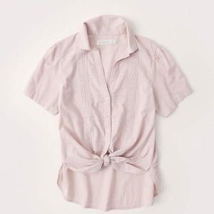 Abercrombie & Fitch Button-Up Tie-Front Lace Top